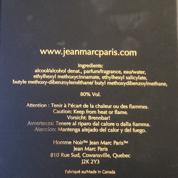 Jean Marc Paris Homme Noir Eau de Parfum Spray 3.4 oz - Picture 2 of 2
